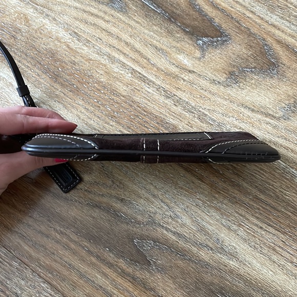 Coach Chocolate Brown Suede Wristlet - Picture 5 of 10